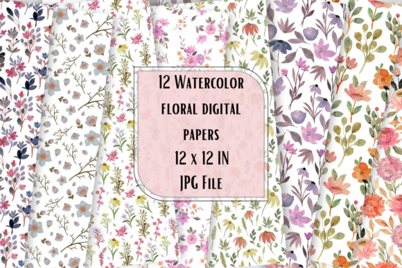 12 Watercolor Floral Paper Pack