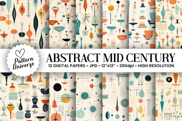 Abstract Mid Century Digital Papers: A Strategic Tool for Creative and Professional Projects