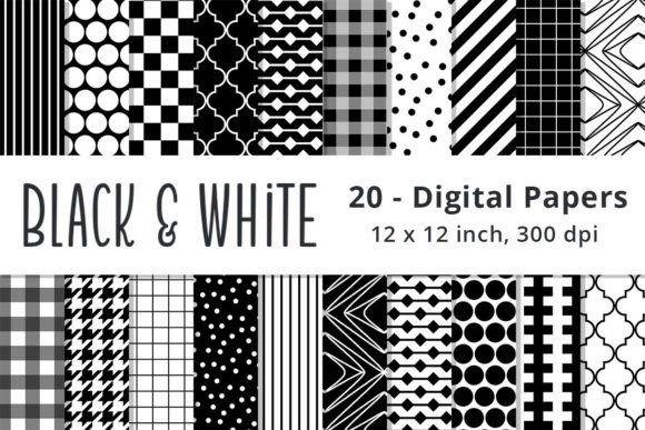 Black and White Digital Paper Backgrounds