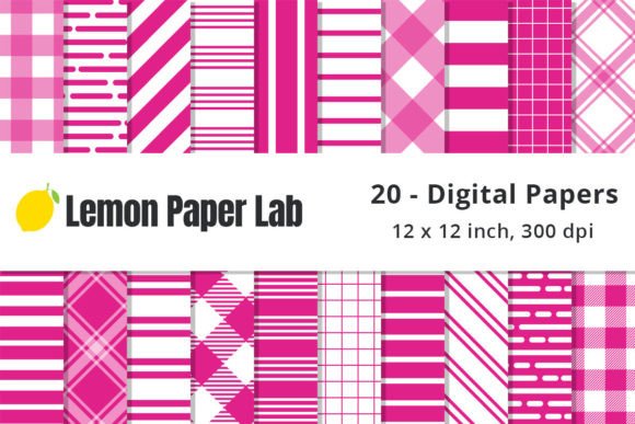 Bright Magenta Pink Stripe Digital Paper