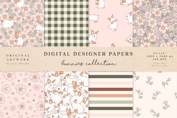 Cute Bunnies Digital Papers Easter Bunny: A Versatile Design Resource for Creative Projects