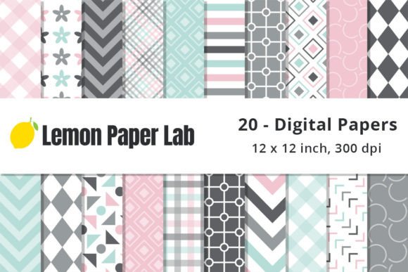 Discover the Versatile Beauty of Mint and Grey Digital Paper from the Classy Chic Collection