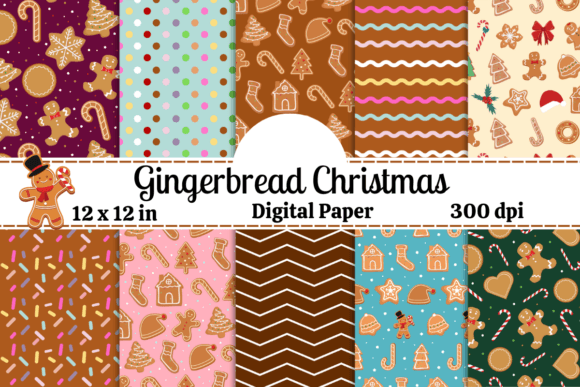 Gingerbread Christmas Digital Papers