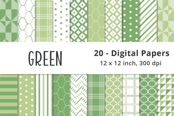 Green Digital Paper Pattern Backgrounds for Creative Projects