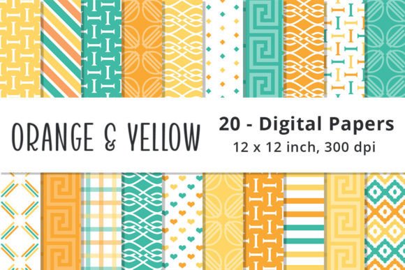 Orange, Mint, and Yellow Digital Papers