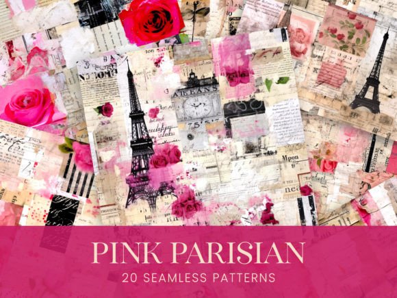 Pink Paris Collage French Journal Paper