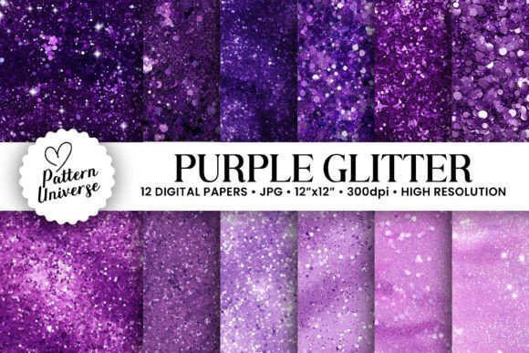 Purple Glitter Background Digital Papers