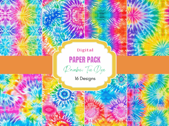 Rainbow Tie Dye Digital Paper Pack