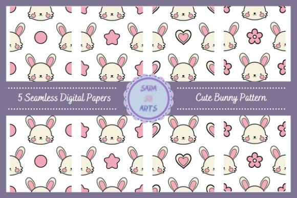 Seamless Cute Bunny Rabbit Digital Paper