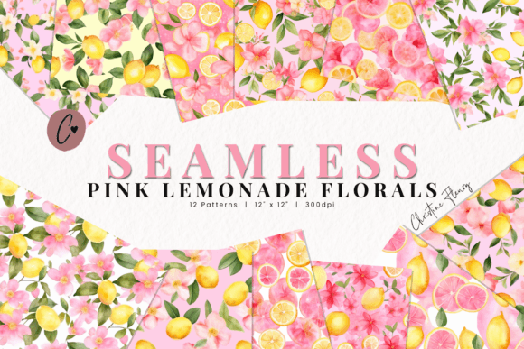 Seamless Pink Lemonade Florals Pattern