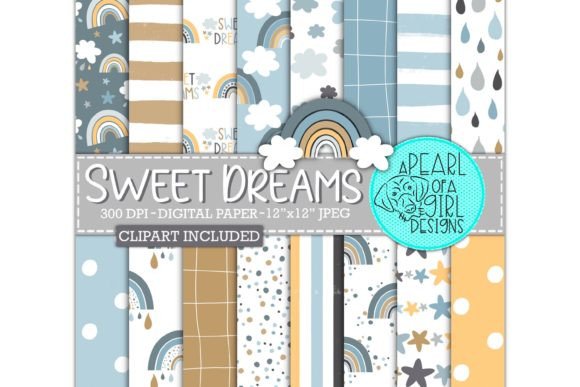 Sweet Dreams Digital Paper, Blue