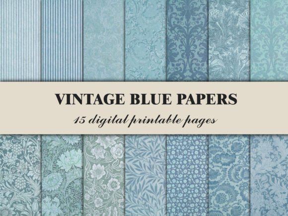 Vintage Blue Scrapbook Paper Pattern