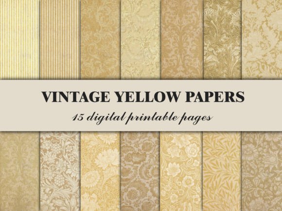 Yellow Scrapbook Paper Vintage Pattern